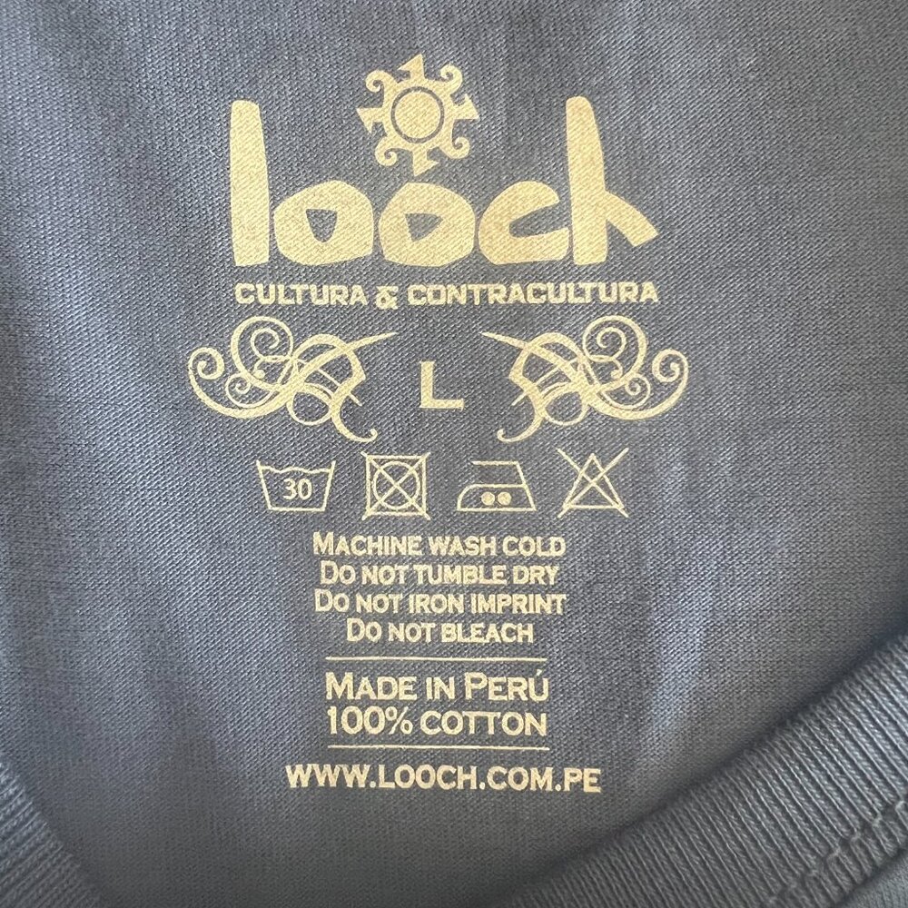 NWT Mens Looch Peruvian 100% Pima Cotton T-Shirt Tumi Pattern Blue Sz L - Picture 4 of 8